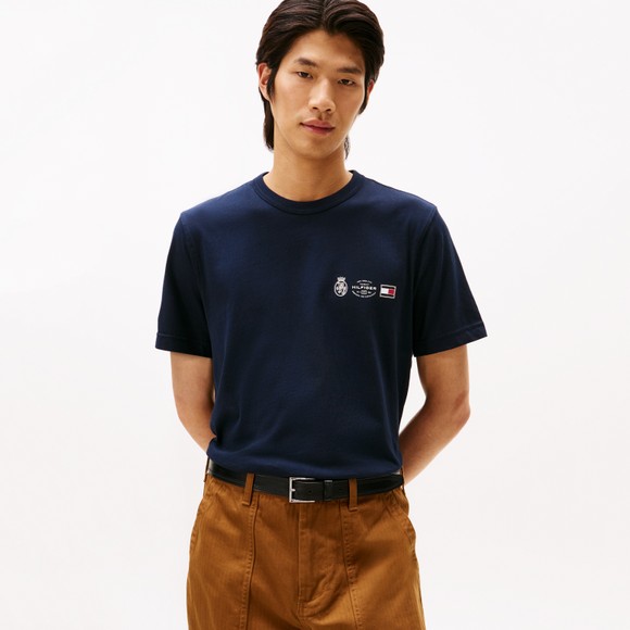 Tommy Hilfiger Mens Blue Small Crest Outline T-Shirt main image