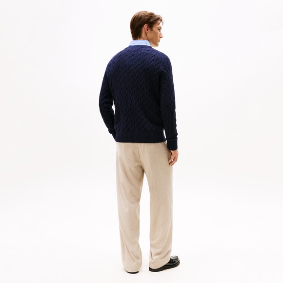 Tommy Hilfiger Mens Blue Classic Cotton Cable Crewneck Jumper main image