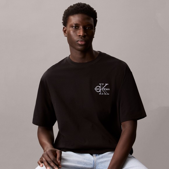 Calvin Klein Jeans Mens Black Micro Monologo T-Shirt main image