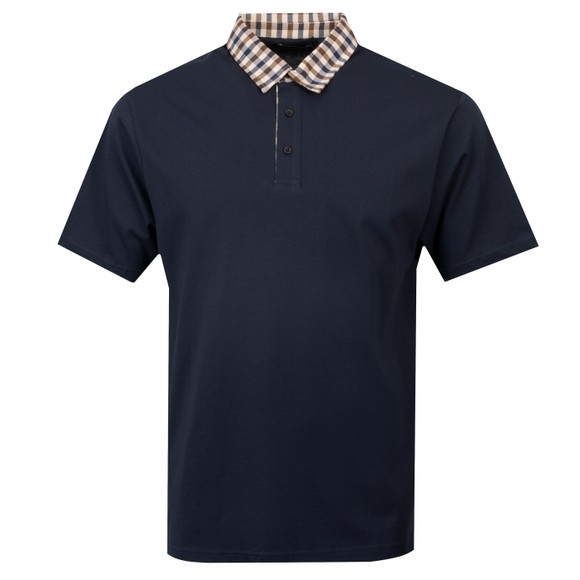 Aquascutum Mens Blue Active Club Check Collar Polo main image