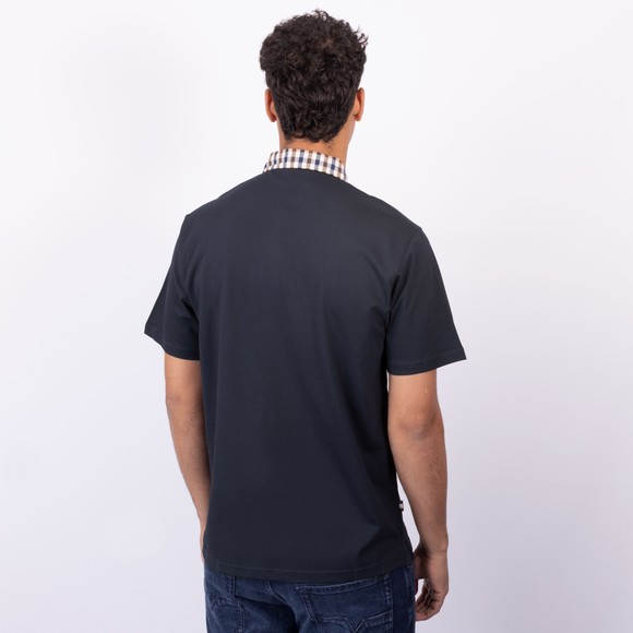 Aquascutum Mens Blue Active Club Check Collar Polo main image