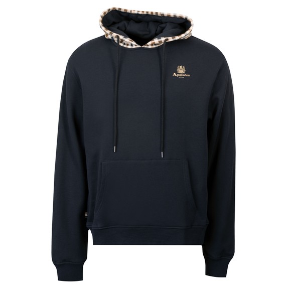 Aquascutum Mens Blue Active Club Check Hoodie main image