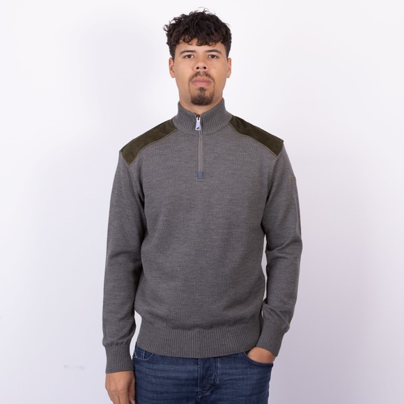 Paul & Shark Mens Grey Shark Tag Velvet Touch Wool Half Zip Sweater main image