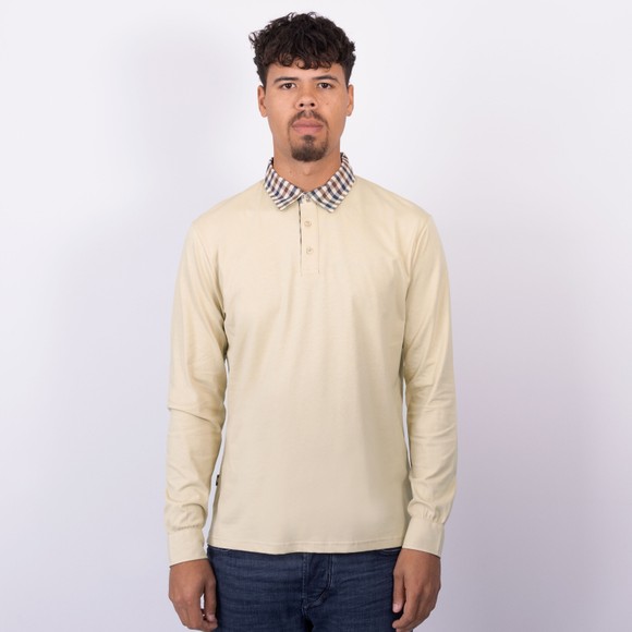 Aquascutum Mens Off-White Active L/S Club Check Collar Polo main image