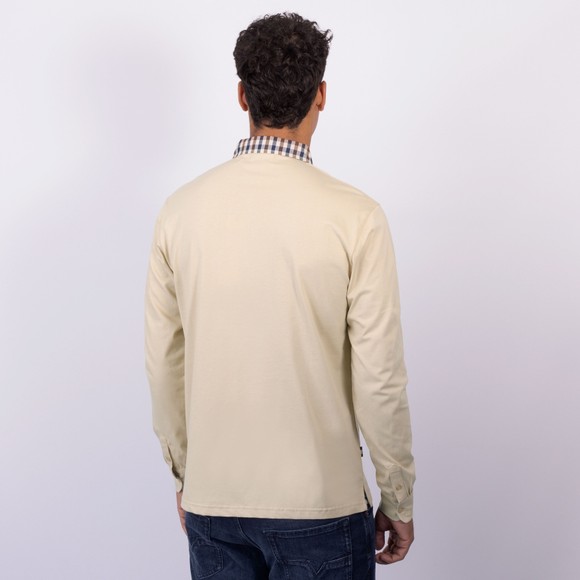 Aquascutum Mens Off-White Active L/S Club Check Collar Polo main image