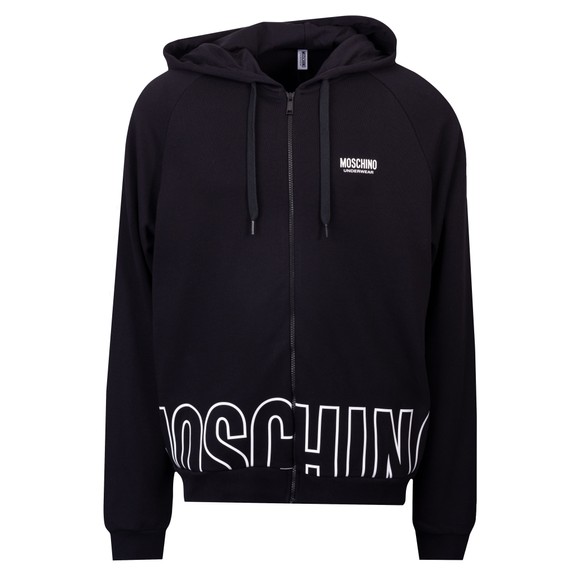 Moschino Mens Black Big Print Full Zip Hoodie main image