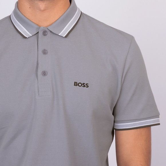 BOSS Mens Grey Athleisure Paddy Regular Fit Polo Shirt main image