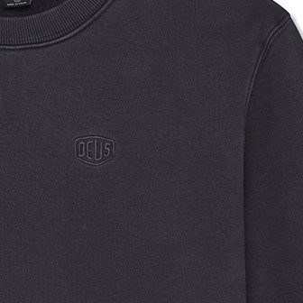 Deus Ex Machina Mens Black Shield Garment Dyed crew Sweatshirt main image