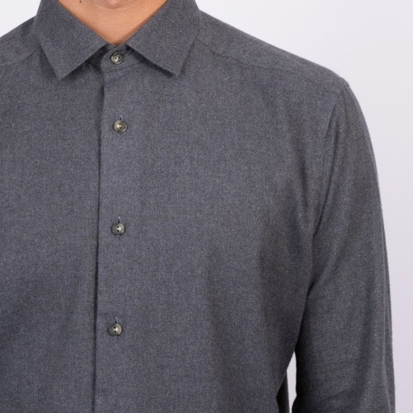 Eton Mens Blue Solid Flannel Shirt main image