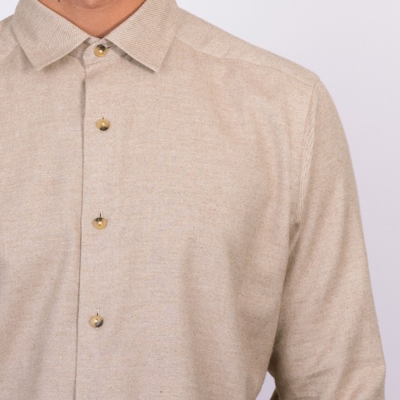 Eton Mens Off-White Solid Flannel Shirt main image