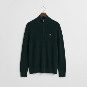 Cotton Merino Ribbed Half Zip Jumper
