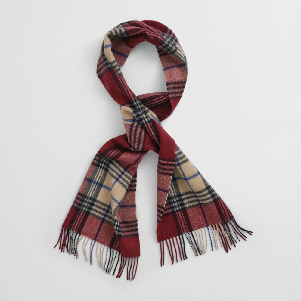 Gant Mens Check Scarf GANT Men Orange Blue Checked Scarf