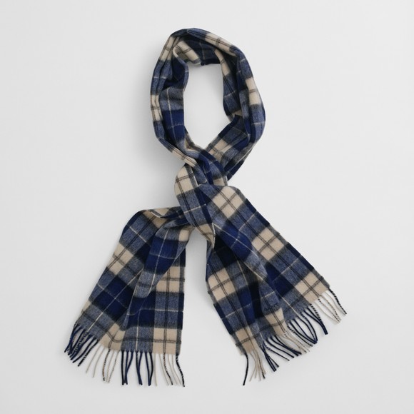 Gant Mens Blue Checked Wool Scarf main image