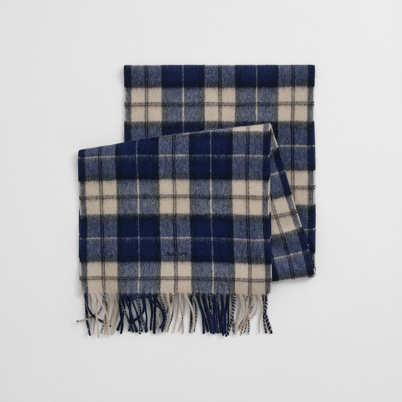 Gant Mens Blue Checked Wool Scarf main image
