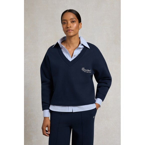 Holland Cooper Womens Blue Relaxed Fit V Neck Sweat main image