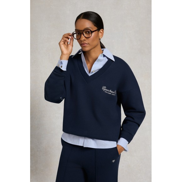 Holland Cooper Womens Blue Relaxed Fit V Neck Sweat main image