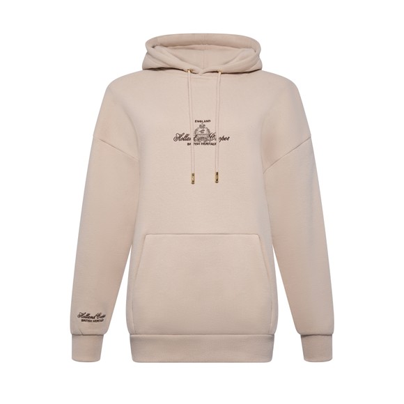 Holland Cooper Womens Beige Relaxed Fit Script Hoody main image