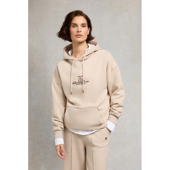 Holland Cooper Womens Beige Relaxed Fit Script Hoody main image
