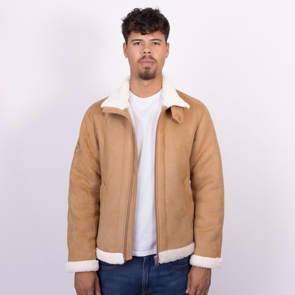 Pretty Green Mens Beige Ashcroft Flight Jacket