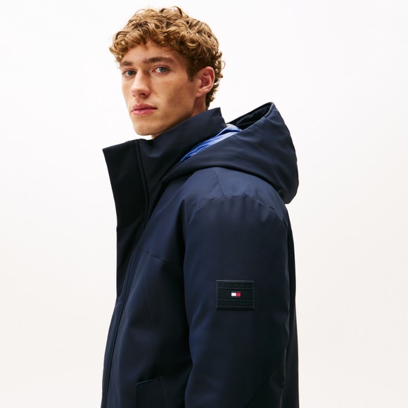 Tommy Hilfiger Mens Blue Tech Hooded Padded Parka