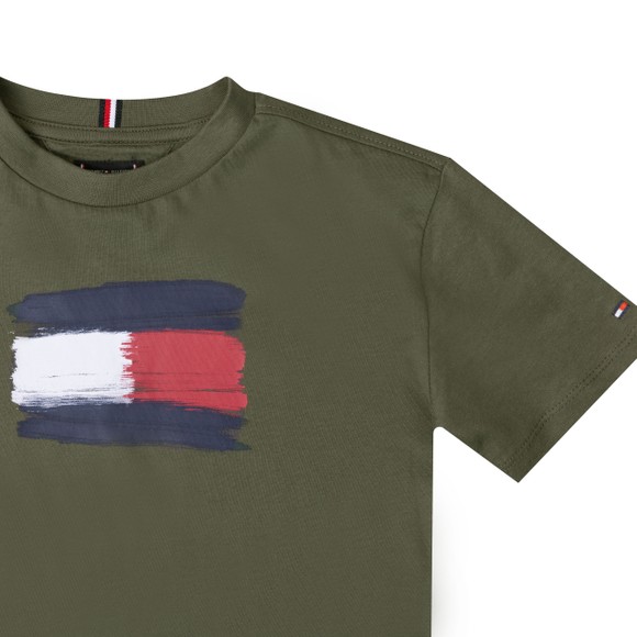 Tommy Hilfiger Kids Boys Green Flag Archive T Shirt main image