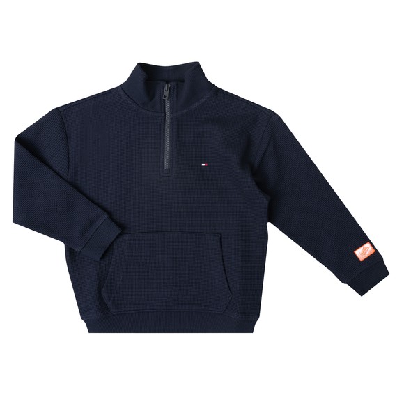 Tommy Hilfiger Kids Boys Blue Texture Half Zip Sweatshirt main image