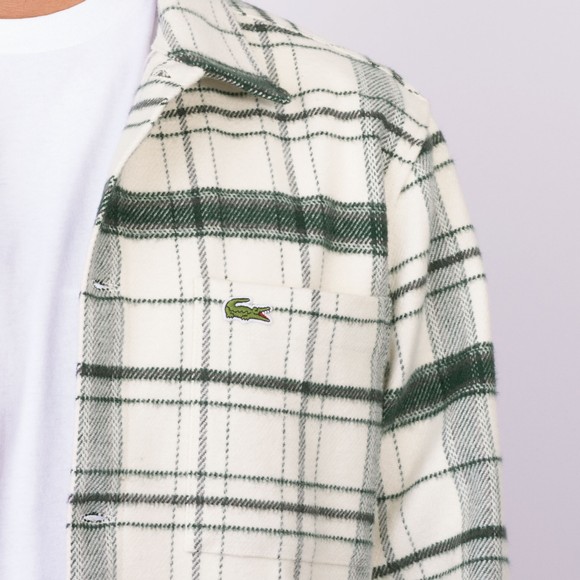 Lacoste Mens Off-White Cotton Plaid Overshirt main image