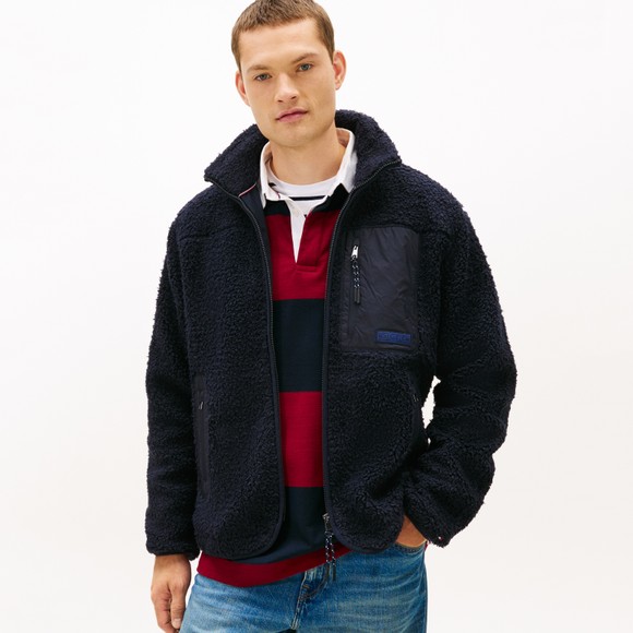 Tommy Hilfiger Mens Blue Teddy Full Zip Fleece