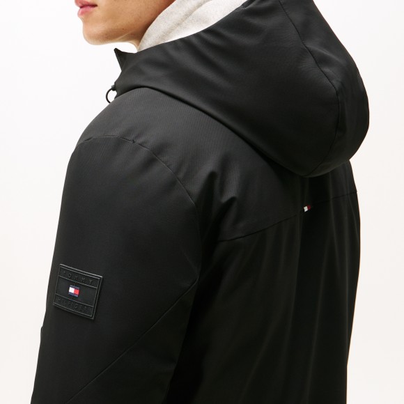 Tommy Hilfiger Mens Black Tech Hooded Short Padded Parka