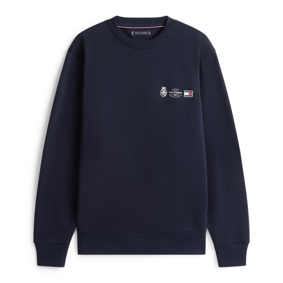 Tommy Hilfiger Mens Blue Small Crest Outline Crewneck Sweatshirt