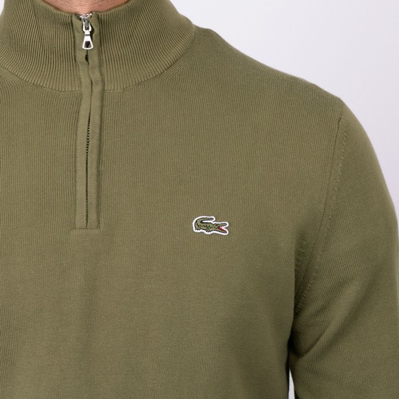 Lacoste Mens Green AH1980 Half Zip Jumper main image