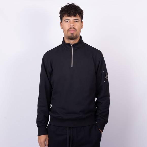 Moose Knuckles Mens Black Hartsfield 1/4 Zip Sweatshirt main image