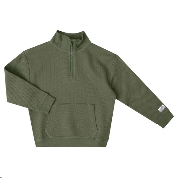 Tommy Hilfiger Kids Boys Green Texture Half Zip Sweatshirt main image