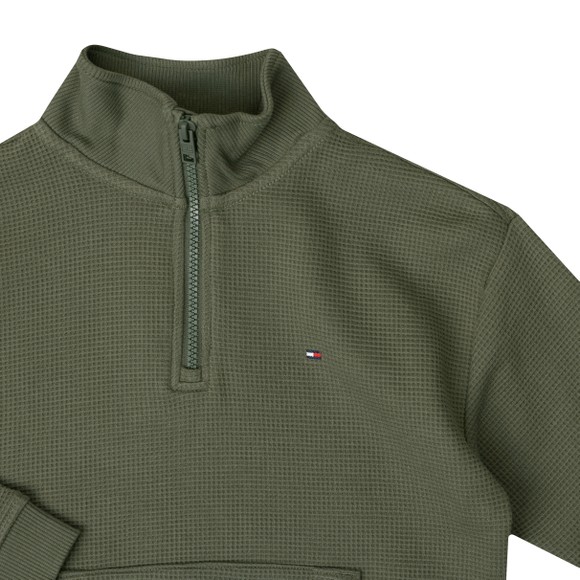 Tommy Hilfiger Kids Boys Green Texture Half Zip Sweatshirt main image