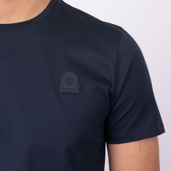 Sandbanks Mens Blue Rubber Badge Logo T-Shirt main image
