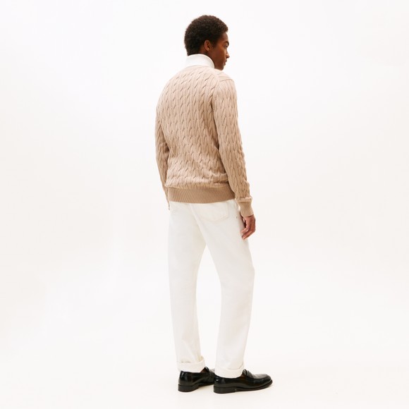 Tommy Hilfiger Mens Brown Classic Cotton Cable Crewneck Jumper main image