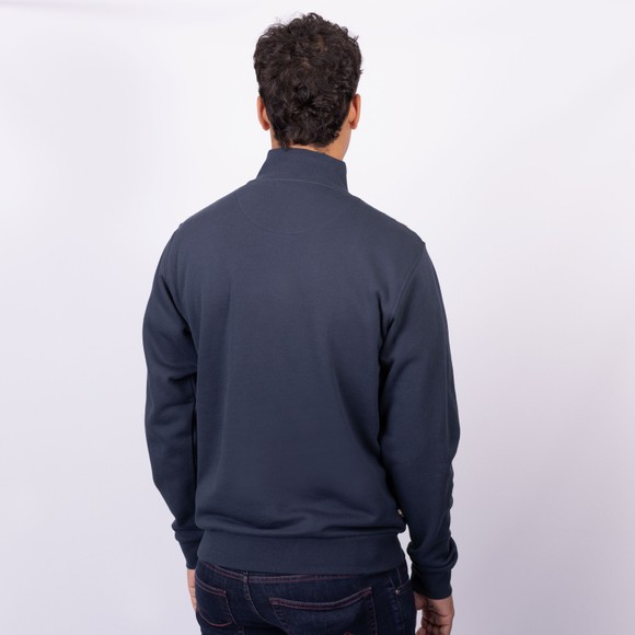 Aquascutum Mens Blue Shoulder Check 1/4 Zip Fleece Sweatshirt main image