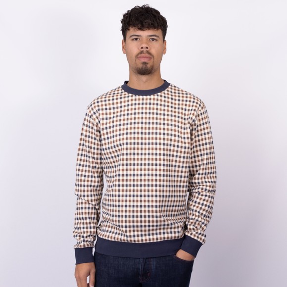 Aquascutum Mens Blue Iconic Fleece Crewneck Sweatshirt main image
