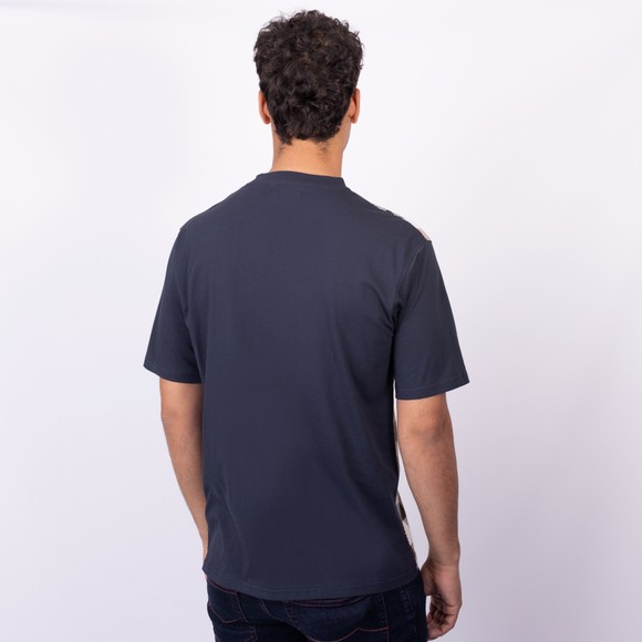 Aquascutum Mens Blue Iconic Macro Check Front T-Shirt main image