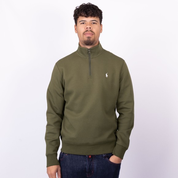 Polo Ralph Lauren Mens Green Double Knit 1/4 Zip Jumper main image