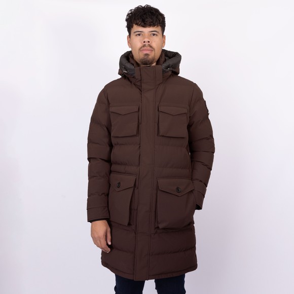 Sandbanks Mens Brown Branksome Long Puffer main image