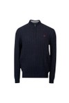 Crew Clothing Company Mens Blue Oarsman Organic Cable Knit Half Zip 