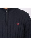 Crew Clothing Company Mens Blue Oarsman Organic Cable Knit Half Zip 