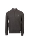 Crew Clothing Company Mens Grey Oarsman Cable Knit 1/2 Zip Jumper