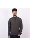 Crew Clothing Company Mens Grey Oarsman Cable Knit 1/2 Zip Jumper