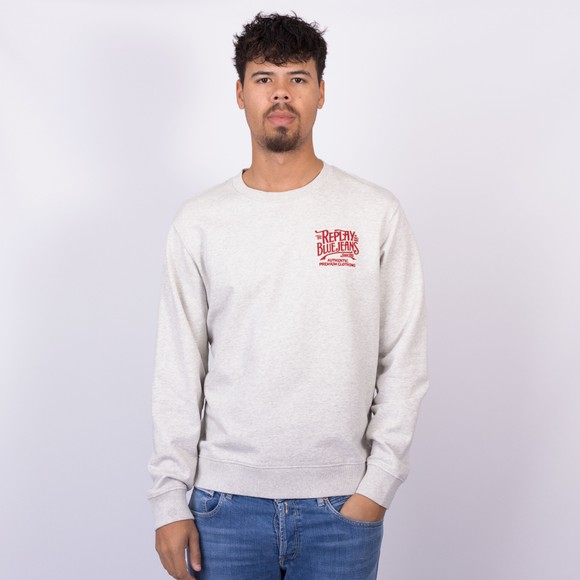 Replay Mens Grey Embroidered Logo Crew Neck Sweatshirt main image