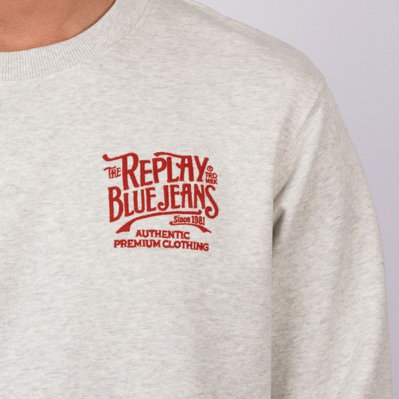 Replay Mens Grey Embroidered Logo Crew Neck Sweatshirt main image