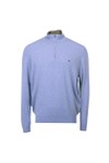 Fynch Hatton Mens Blue Troyer 1/4 Zip Merino Cashmere Jumper