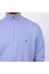Fynch Hatton Mens Blue Troyer 1/4 Zip Merino Cashmere Jumper
