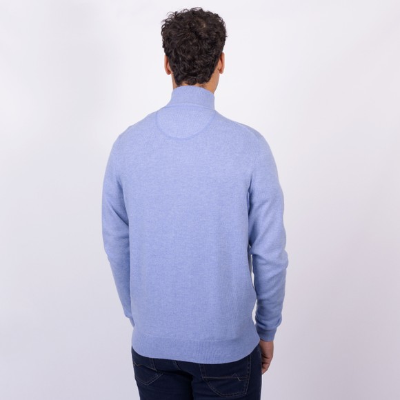 Fynch Hatton Mens Blue Troyer 1/4 Zip Merino Cashmere Jumper main image